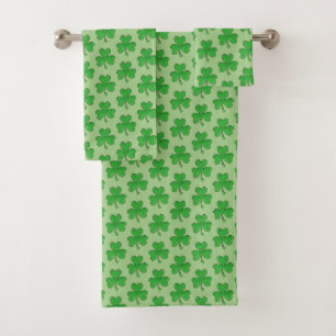 Green Lucky Kleeblatt Clover Irish St Patrick's Da Badhandtuch Set