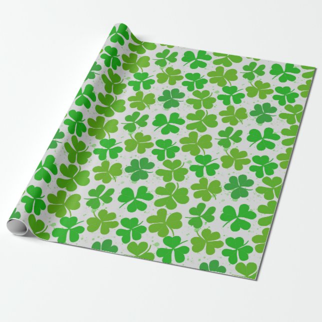 Green Lucky Kleeblatt St Patrick's Day Geschenkpapier (Ungerollt)