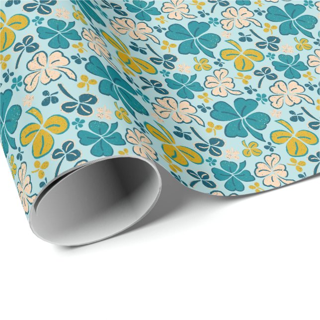 Green Lucky Kleeblatts Clover St Patrick`s Day Geschenkpapier (Rolleneckpunkt)