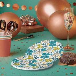 Green Lucky Kleeblatts Clover St Patrick`s Day Pappteller