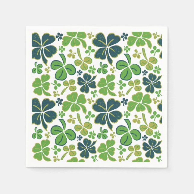 Green Lucky Kleeblatts Clover St Patrick`s Day Serviette (Vorderseite)
