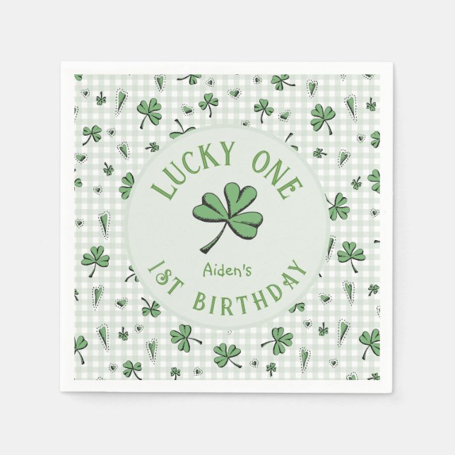 Green Lucky One Irish 1. Geburtstag Serviette (Vorderseite)