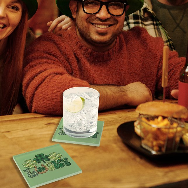 Green Lucky St Patricks Day Glasuntersetzer (Green Lucky St Patricks Day Glass Coaster)