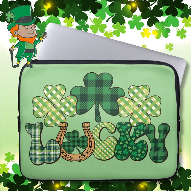 Green Lucky St Patricks Day Laptopschutzhülle (Green Lucky St Patricks Day Laptop Sleeve)