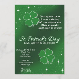 Green Lucky Stars St Patricks Party Einladung