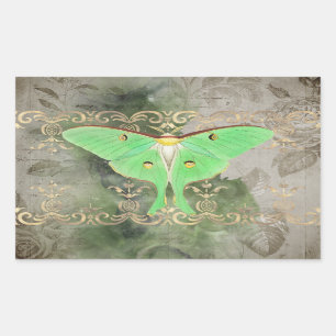 Green Luna Moth Rechteckige Aufkleber