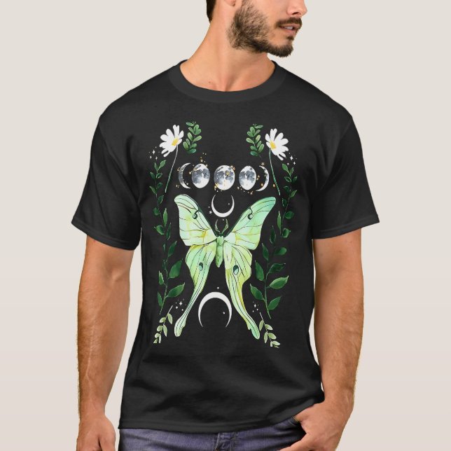 Green Luna Moth Witchy Dark Academia Moon Gothic C T-Shirt (Vorderseite)