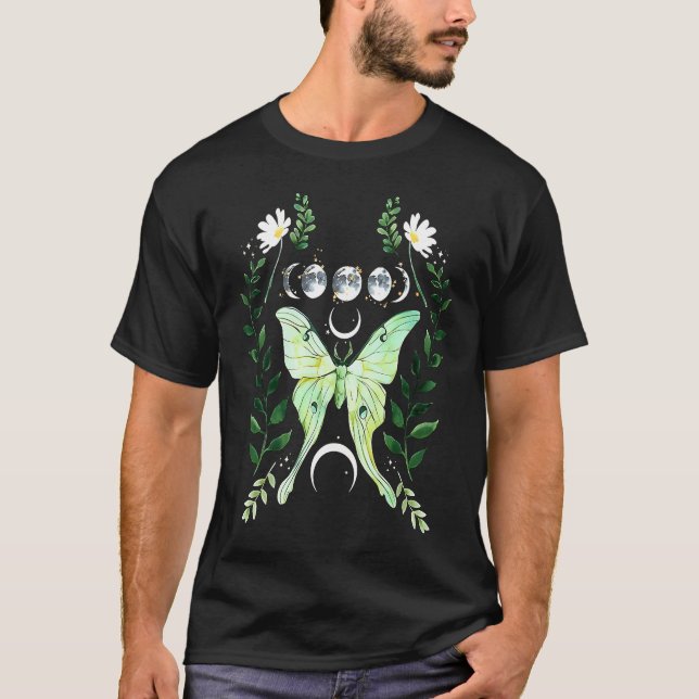 Green Luna Moth Witchy Dark Academia Moon Gothic C T-Shirt (Vorderseite)
