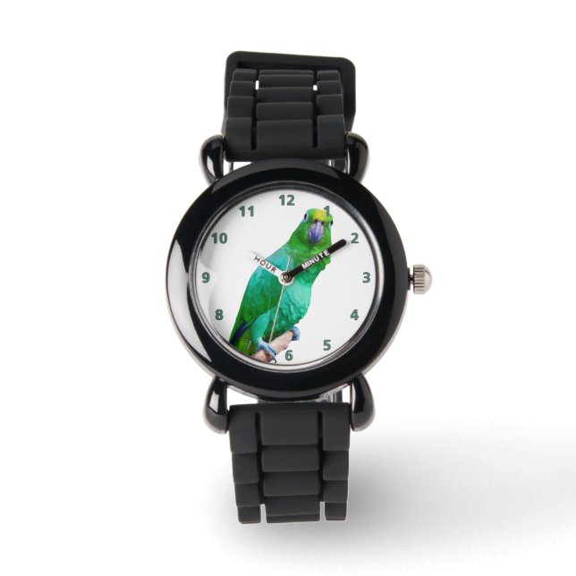 Green Macaw Parrot auf einem Limb individuell anpa Armbanduhr (Vorderseite)