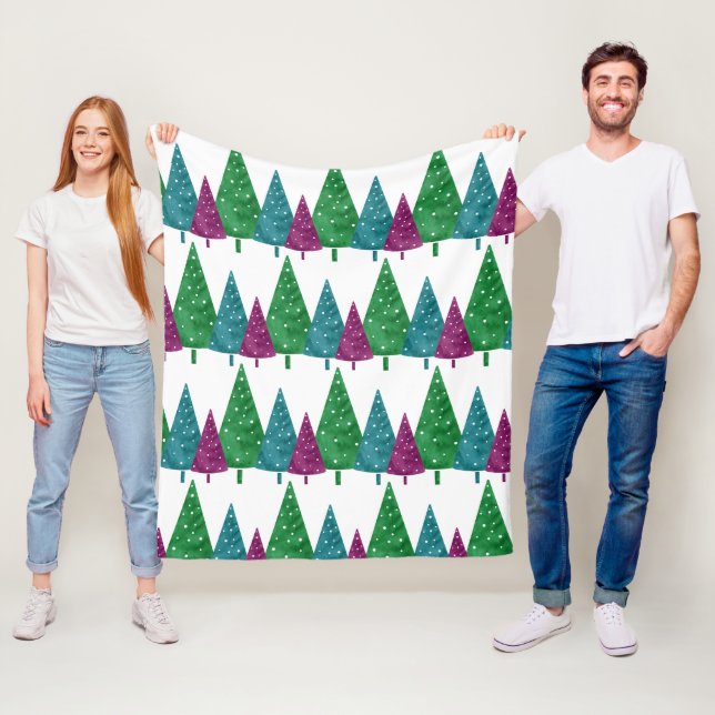 Green Magenta Aquamarine Wasserfarben Muster Fleecedecke (Beispiel)