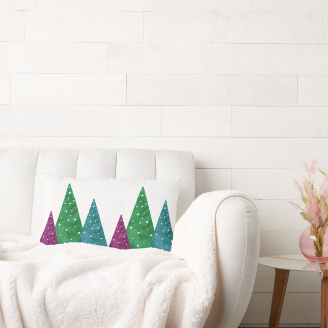 Green Magenta Aquamarine Wasserfarben Muster Lendenkissen (Liege)