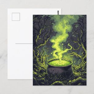 Green Magic Potion Cauldron Halloween Postkarte