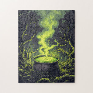 Green Magic Potion Cauldron Halloween Puzzle
