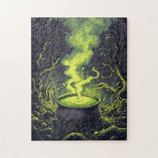 Green Magic Potion Cauldron Halloween Puzzle (Vertikal)