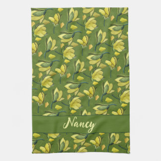 Green Magnolia Floral Personalisiert Geschirrtuch