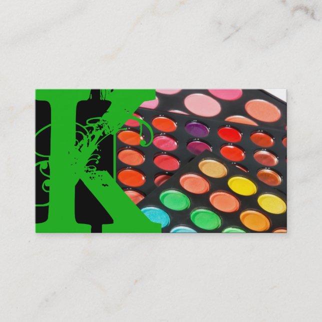 Green Make up Artist Palette Business Card Visitenkarte (Vorderseite)