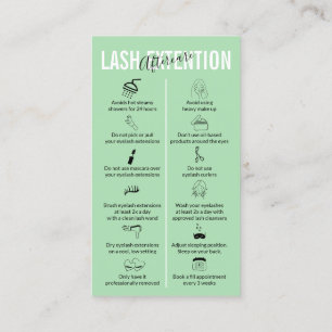 Green Makeup Lash Extension Aftercare Visitenkarte