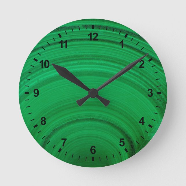 Green Malachite Close-Up Runde Wanduhr (Vorderseite)