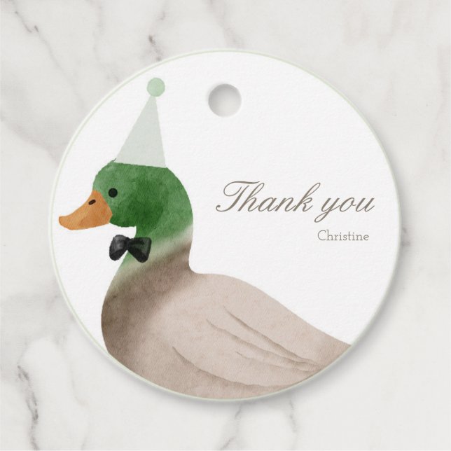 Green Mallard Duck Round Gevor Tag Geschenkanhänger (Vorderseite)