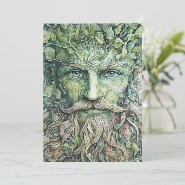 Green Man Beltane Card Feiertagskarte (Stehend Vorderseite)
