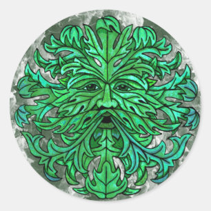 Green Man Blize Runder Aufkleber