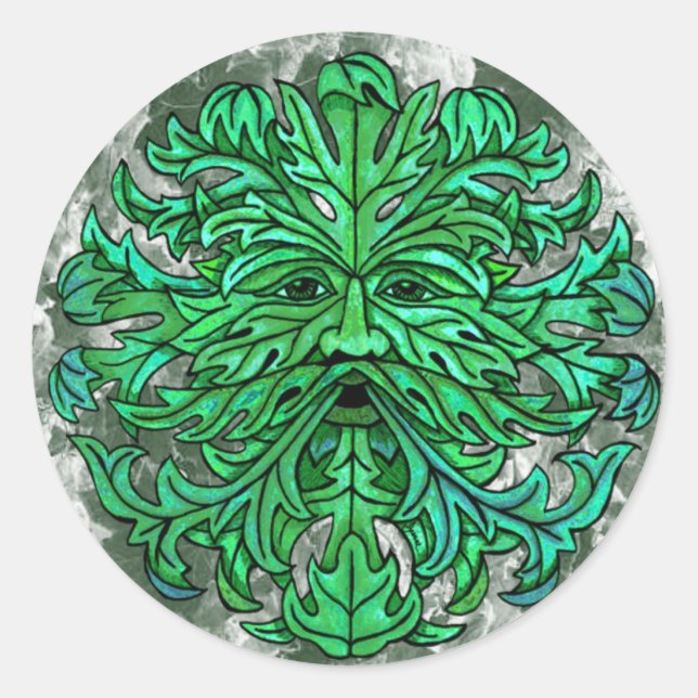 Green Man Blize Runder Aufkleber (Vorderseite)