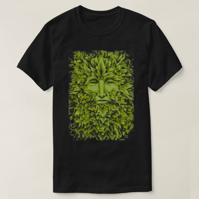 Green Man Design für Hexen, Wikkaner und Heiden T-Shirt (Design vorne)
