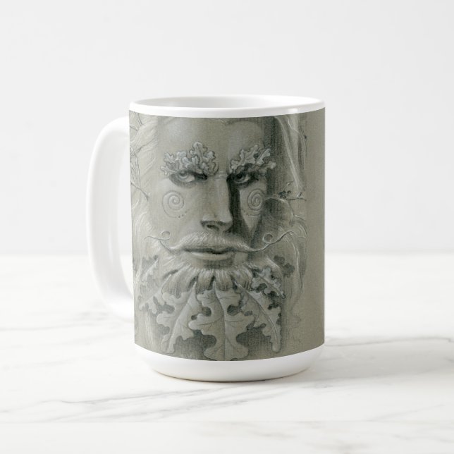 Green Man Double Portrait Kaffeetasse (Vorderseite Links)