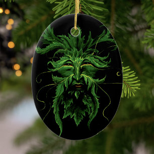 Green Man Fee Blätter Black Keramik Ornament