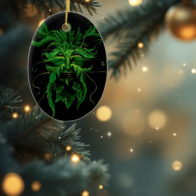 Green Man Fee Blätter Black Keramik Ornament (Von Creator hochgeladen)