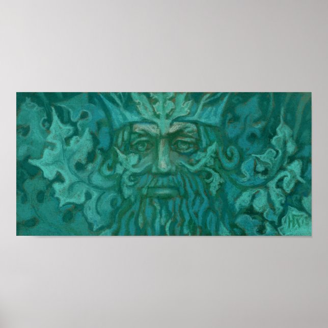 Green Man, Forest King, Pagan God, Fantasy Art Poster (Vorne)