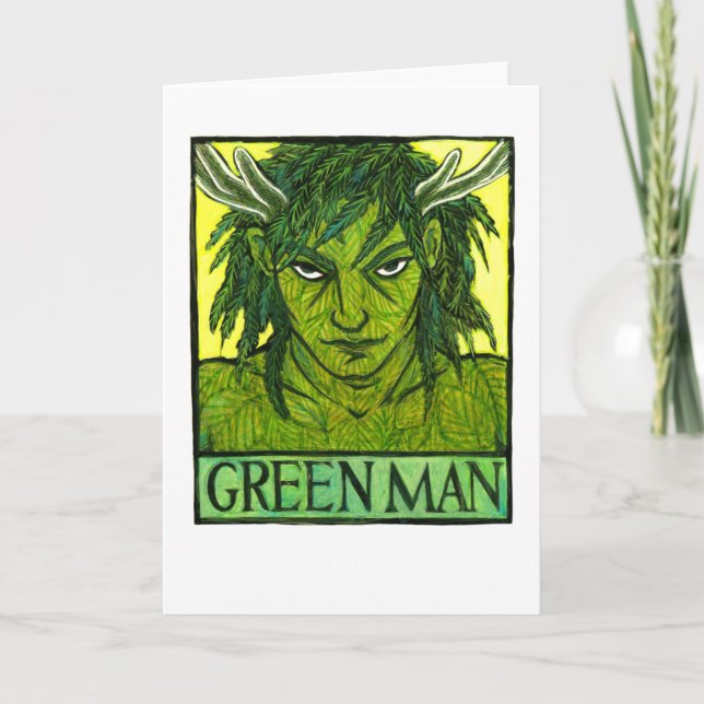 Green Man Grußkarte Feiertagskarte (Vorderseite)