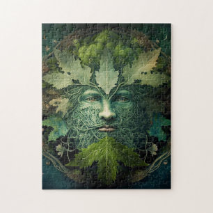 Green Man Mandala Fantasy Art Puzzle