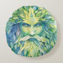 Green Man Rundes Kissen