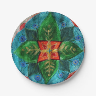 Green Mandala Blume Custom Paper Teller 7 in