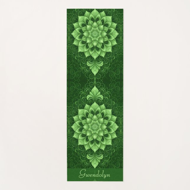 Green Mandala Blume Yoga Mat Yogamatte (Vorderseite)