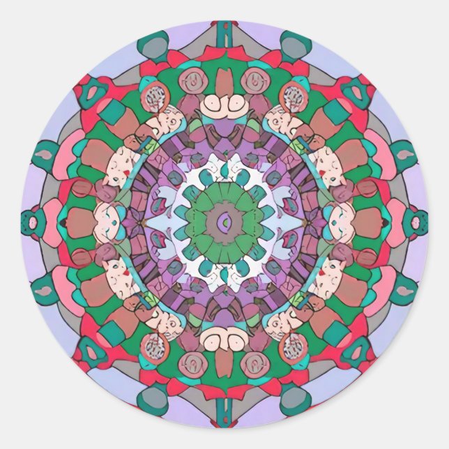 Green Mandala Classic Round Sticker (Vorderseite)