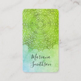 Green Mandala Custom QR Code Earring Display Cards Visitenkarte