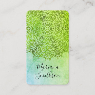 Green Mandala Custom QR Code Earring Display Cards Visitenkarte