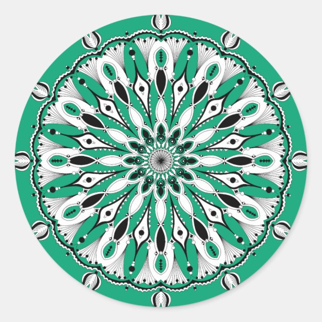 Green Mandala (Design 2) Stickers (Vorderseite)