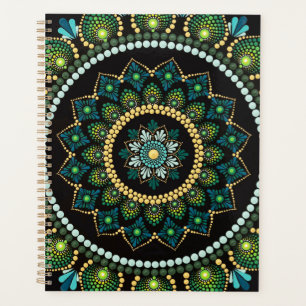 Green Mandala handbemalt Heilige Geometrie Planer