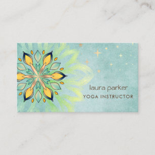 Green Mandala Holistic Lotus Floral Zen Yoga Visitenkarte