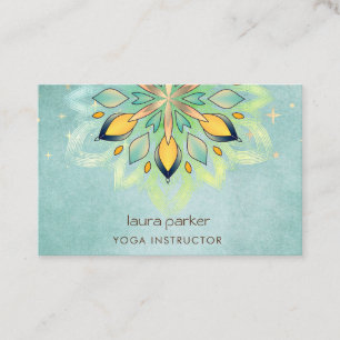 Green Mandala Holistic Lotus Floral Zen Yoga Visitenkarte