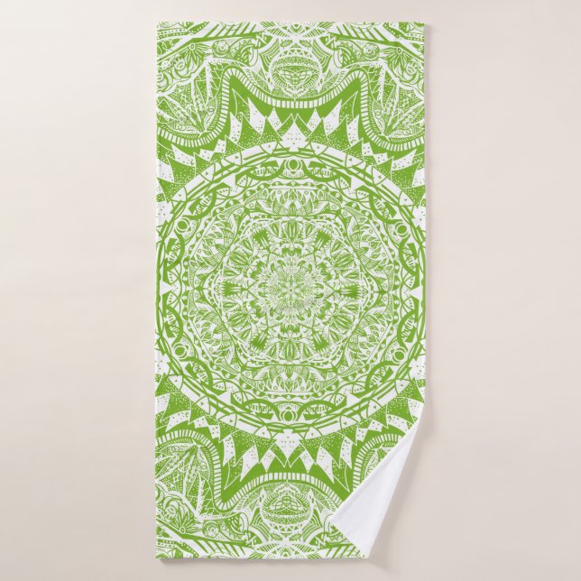 Green Mandala Pattern Badehandtuch (Badehandtuch)