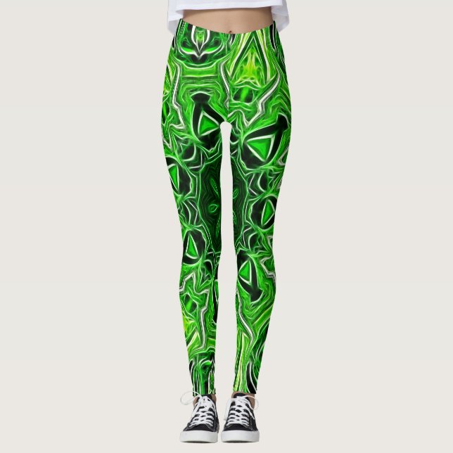Green Mandala Pattern Leggings (Vorderseite)