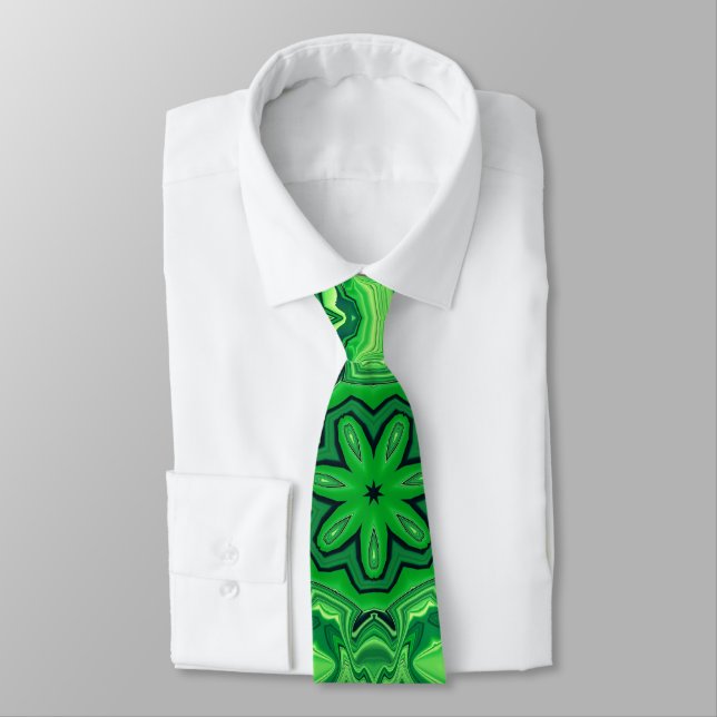 Green Mandala Pattern Neck Tie Krawatte (Gebunden)