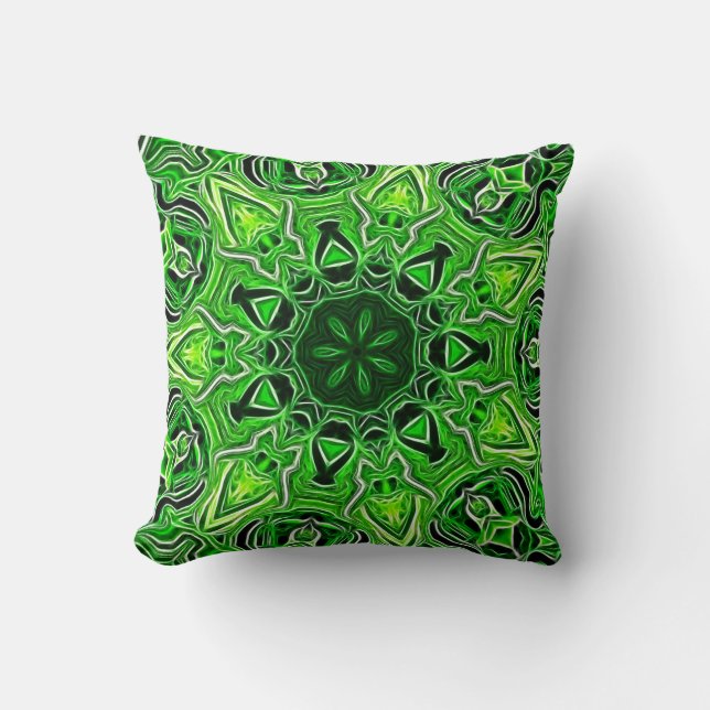 Green Mandala Pattern Pillow Kissen (Vorderseite)