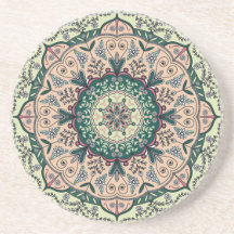 Green Mandala Sandstone Untersetzer