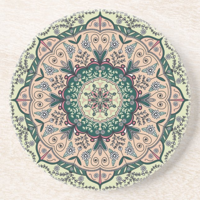 Green Mandala Sandstone Untersetzer (Vorne)