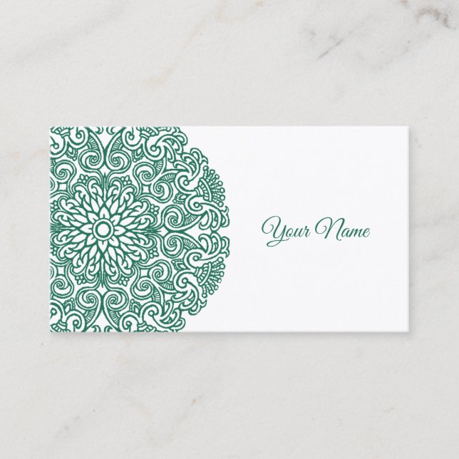 Green Mandala Universe Symbol Business Card Visitenkarte (Vorderseite)
